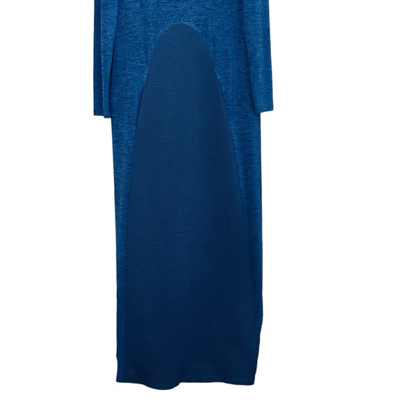Sparrow Stretchy Jersey Knit Mixed Media Long Sleeve Maxi Dress Size L Blue - Picture 7 of 10
